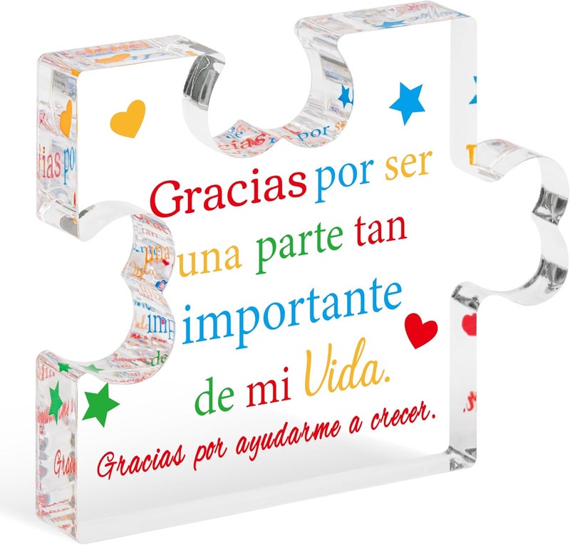 Yopyame Spanish Teacher Appreciation Gifts - Regalos para Maestra Acrylic Gift Thank You Teachers Engraved Acrylic Puzzle Plaque End of Year Graduation Christmas Birthday Thanksgiving Gift for Teacher - Image 1